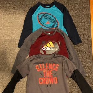 3 Boys Adidas and Under Armour shirts. Size 7